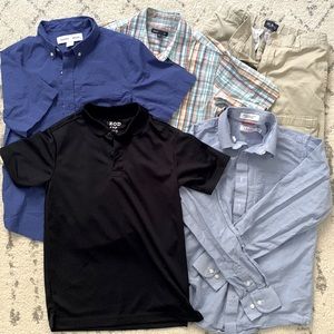 Lot of 4 collared shirts and 1 pair of khaki pants boys size 10-12